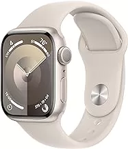 Apple Watch Series 9 [GPS 41mm] Smartwatch with Starlight Aluminum Case with Starlight Sport Band S/M. Fitness Tracker, Blood Oxygen & ECG Apps, Always-On Retina Display