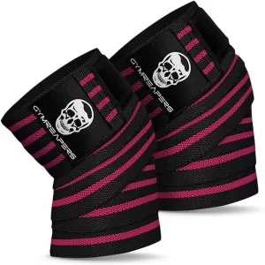 Gymreapers Knee Wraps (Pair) With Strap for Squats, Weightlifting, Powerlifting, Leg Press, and Cross Training - Flexible 72 inch Knee Wraps for Squatting - For Men & Women Gear Up in Style: Explore our Range of Accessories