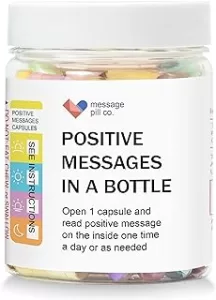 MESSAGE PILL CO. Gifts - 50 Positive Affirmations Get Well Soon Gifts for Women and Men Stress Relief. Self Care Kit with Daily Messages for Meditation, Mindfulness & Relaxation