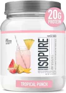 Isopure Protein Powder, Clear Whey Isolate Protein, Post Workout Recovery Drink Mix, Gluten Free with Zero Added Sugar, Infusions- Tropical Punch, 16 Servings