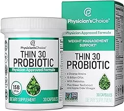 Physician's CHOICE Probiotics for Weight Management & Bloating- 6 Probiotic Strains - Prebiotics - ACV - Green Tea & Cayenne - Supports Gut Health - Weight Management for Women & Men - 30 ct