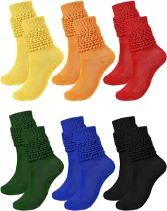 Bencailor 6 Pairs 80s 90s Women Slouch Socks Soft Knee Long Scrunch Socks Cotton Knit Stacked Socks Boot Socks for Women Men