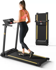 UREVO Folding Treadmill, 2.25HP Treadmills for Home with 12 HIIT Modes, Compact Mini Treadmill for Home Office, Space Saving Small Treadmill with Large...